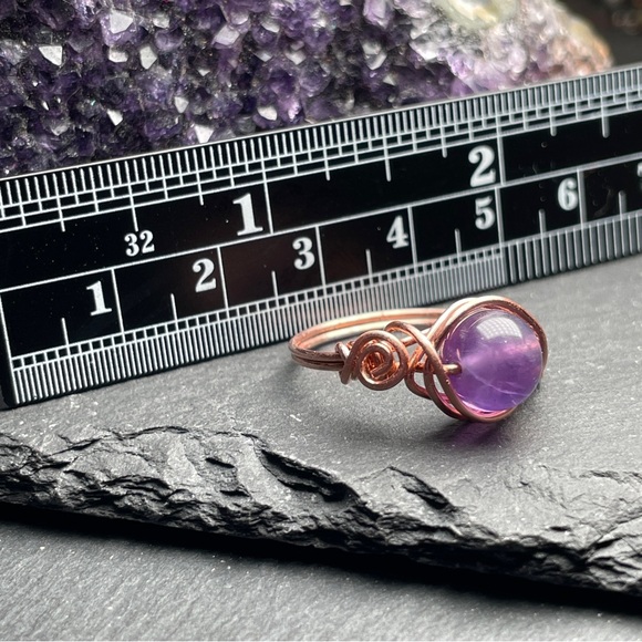 Artisan Amethyst Copper Wire Wrapped Ring - Picture 15 of 16